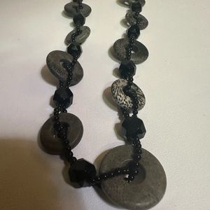 Agate stone with obsidian beads beautiful handmade necklace
